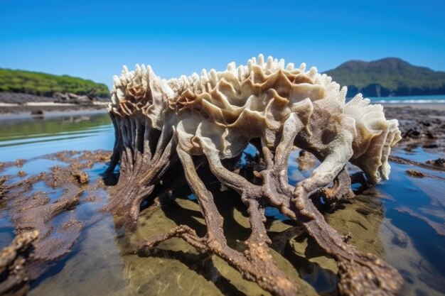 写真 低潮で明らかになったサンゴの骨格構造