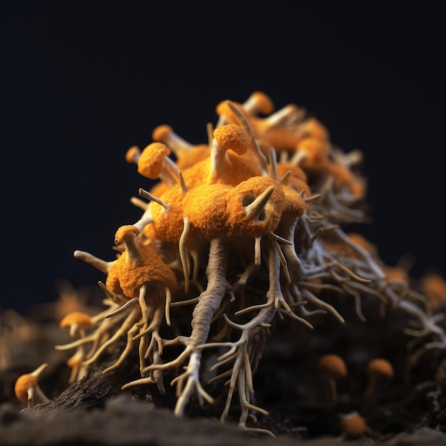 Photo cordyceps mushroom ai generative