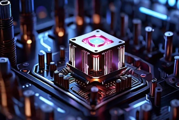 Core of artificial intelligence processor and magic light inside machine