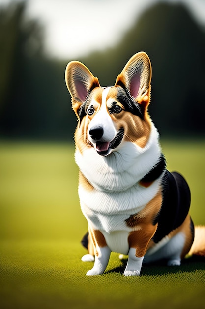 Corgi dog on the grass