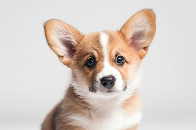 Corgi Dog Puppy On White Background Generative AI