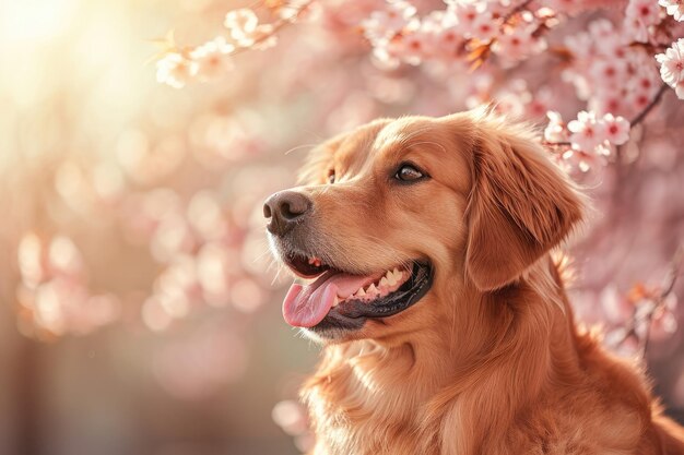 Corgi-hond in de lente