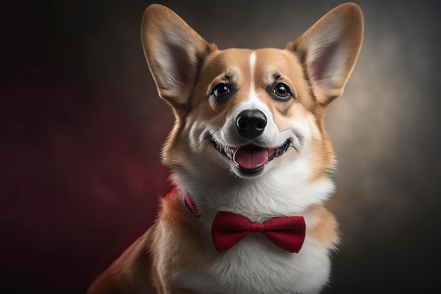 Corgi in een vlinderdas Generatieve AI