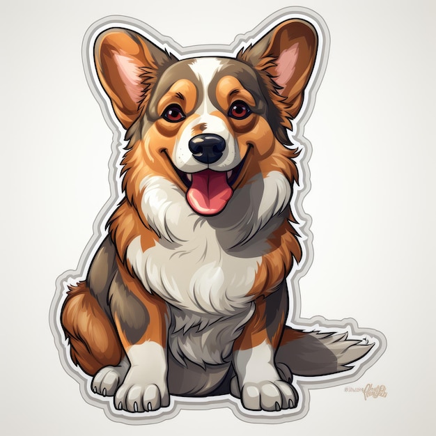 corgi sticker vector white background