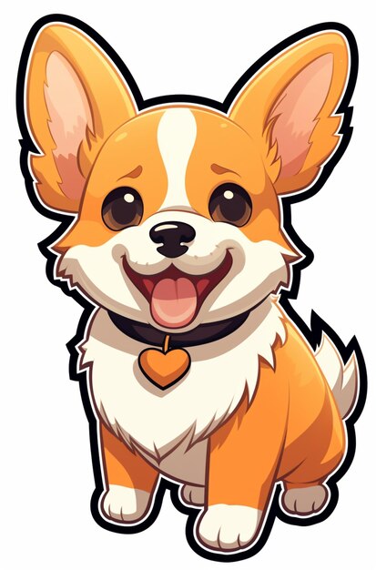 Photo corgi sticker on white background