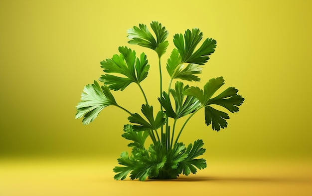 Растение кориандра на ярком и минималистичном фоне Generative Ai