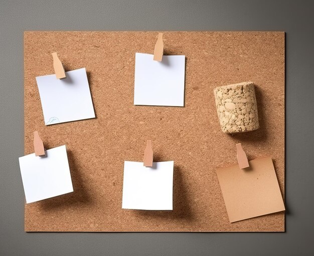 Cork board with colored sticky notes or sheets of paper for notes