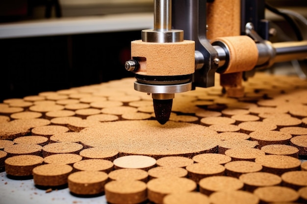 Cork punching machine creating perfect circles created with generative ai