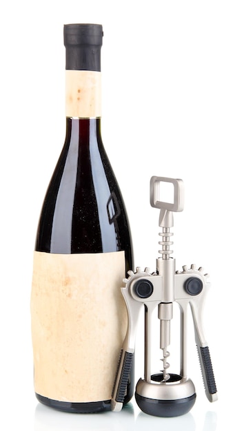 Фото Вытяжка и бутылка вина, изолированные на белом