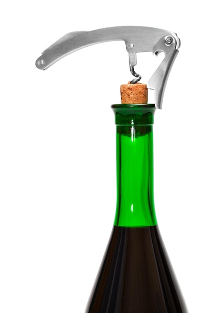 Corkscrew cork and bottle