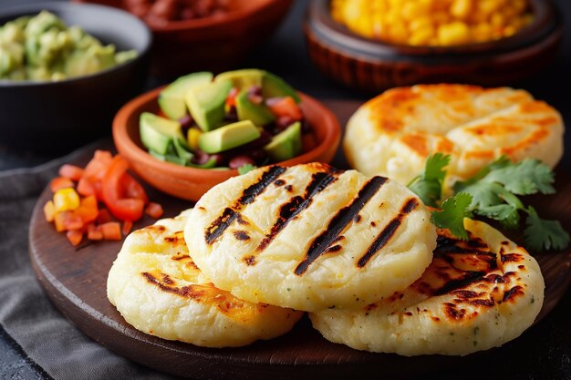 Corn arepas Delicious breakfast Colombian cuisine Venezuelan food