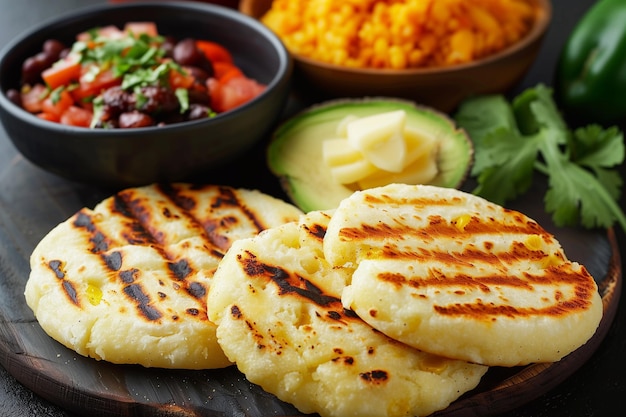 Corn arepas Delicious breakfast Colombian cuisine Venezuelan food