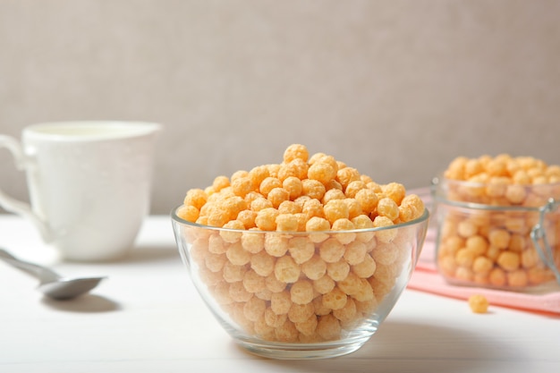 Corn balls in glaze for breakfast closeup on the table