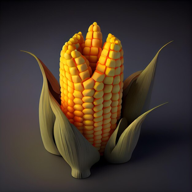 Corn on a black background 3d rendering 3d illustration