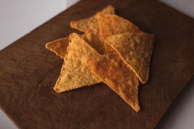 Corn chips. Triangular note. Mexican food. Crispy snack. Snack for beer. St. Patrick's Day. March 17