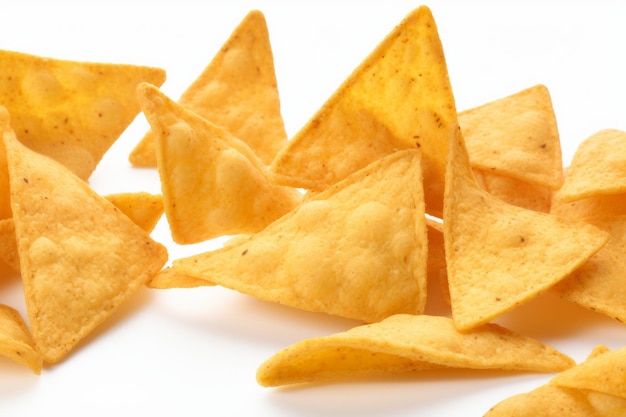 Photo corn chips triangular shape evitate white background