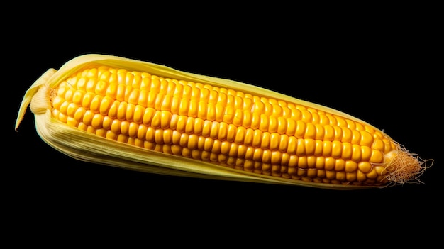 corn on the cob on black background