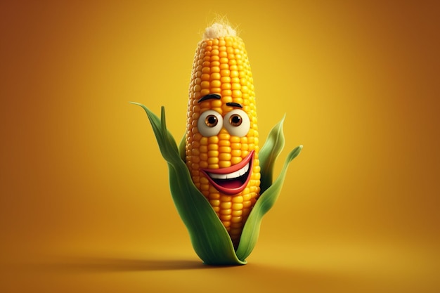 Photo corn on the cob character illustration