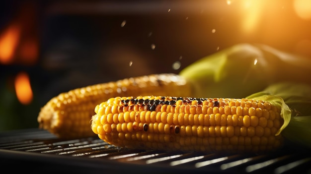 Corn on the cob on the grill Generative AI