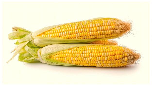 Photo corn on the cob is a corn that is yellow and has a white background.