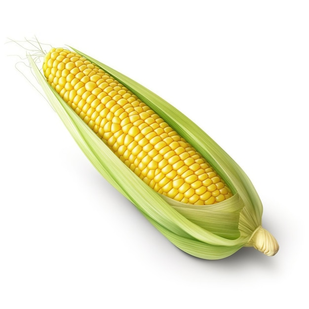 Кукурузный початок на белом фоне Свежая еда, сделанная с помощью генеративного ИИ