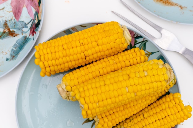 Corn on the cob on a plate