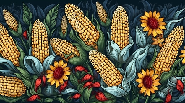 Плакат кукурузы в початках