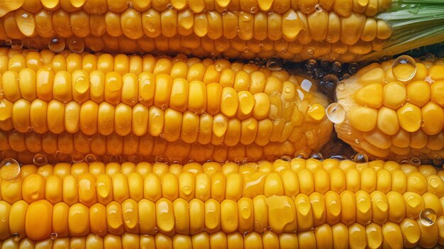 Corn on the cob in a tub of water