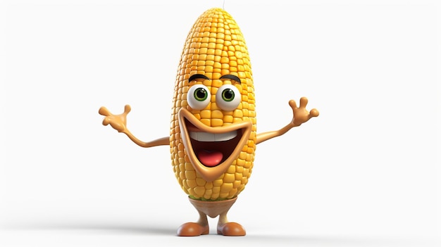 A corn on the cob with a cartoon face