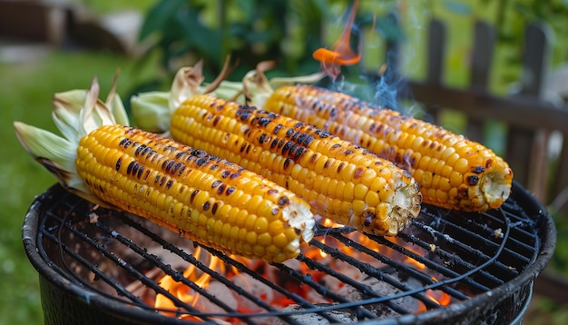 Corn cobs on barbecue