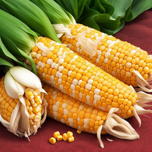 Corn cobs in corn plantation field