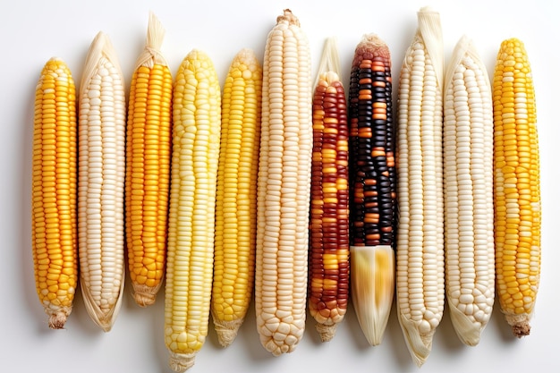 Corn Cobs On White Background