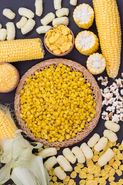 Corn and corn products, top view