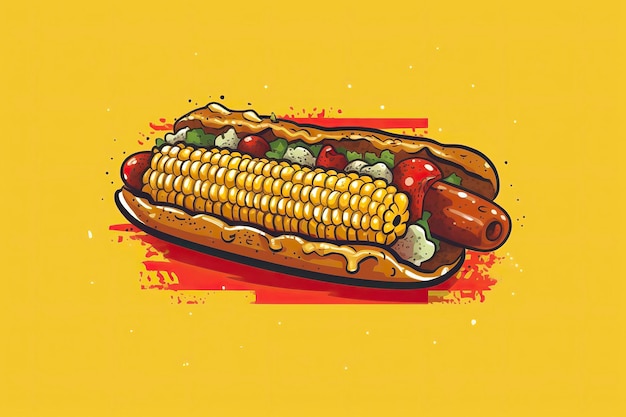 Corn dog illustration Food illustration Generative AI