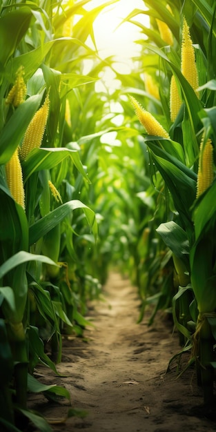 Photo corn field harvesting high quality photo ecofriendly products generative ai