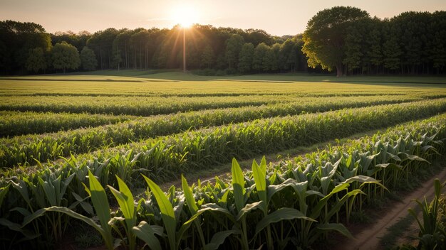 corn field in the morning sun