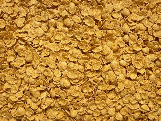 Corn flakes background. Top view, close-up.