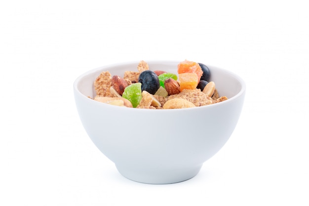 Corn flakes in a bowl isolated 