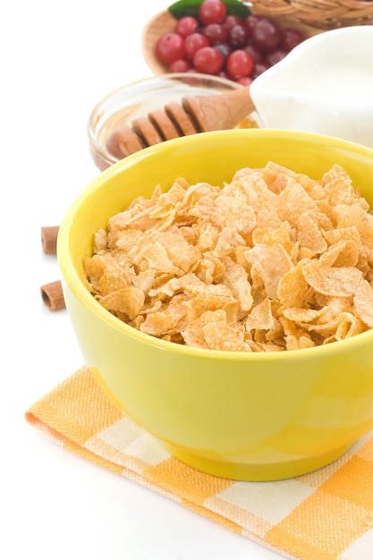 Corn flakes with berry isolated 