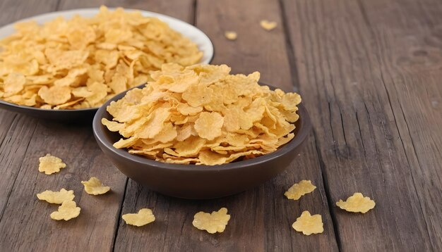 Corn flakes on wood table