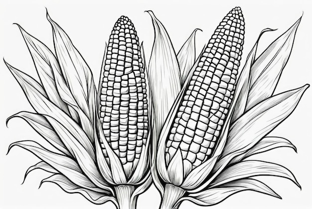 Photo corn fruit coloring page for kids