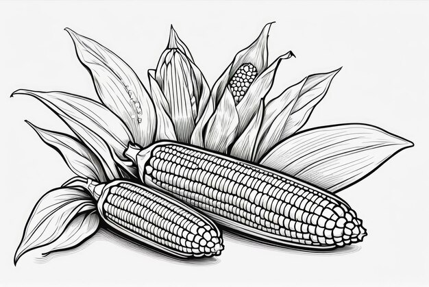 Photo corn fruit coloring page for kids