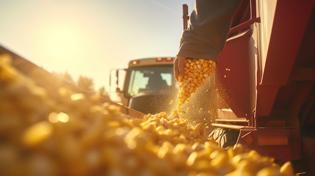 corn harvesting in the field