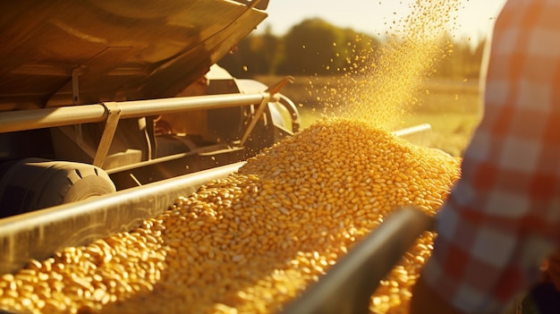 corn harvesting in the field