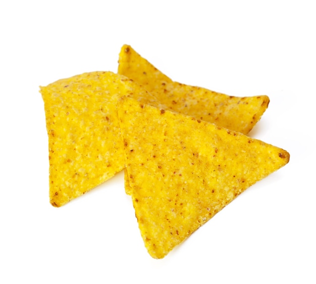 Corn nachos on white background