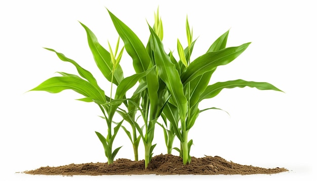 Photo corn plant elevation front view isolated