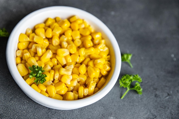 corn in plate boiled ready to eat fresh healthy meal food snack diet on the table copy space food