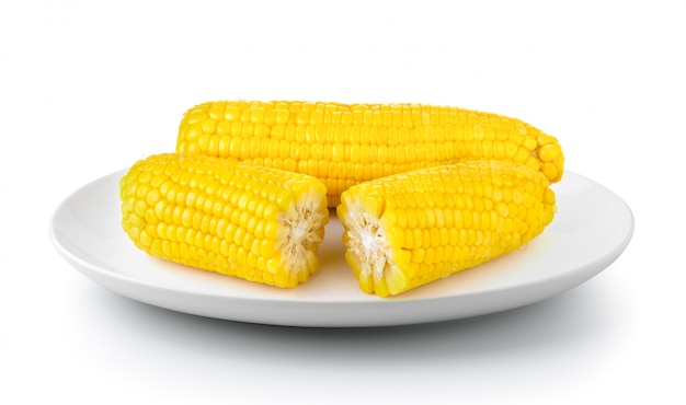 Corn in a plate isolated on a white background