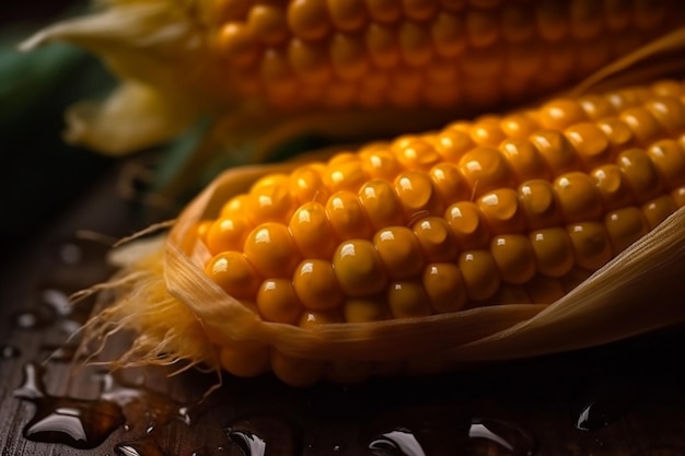 Corn on a plate with water on the side
