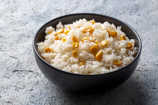 Corn rice in a rice bowl Turkish name misirli pilav